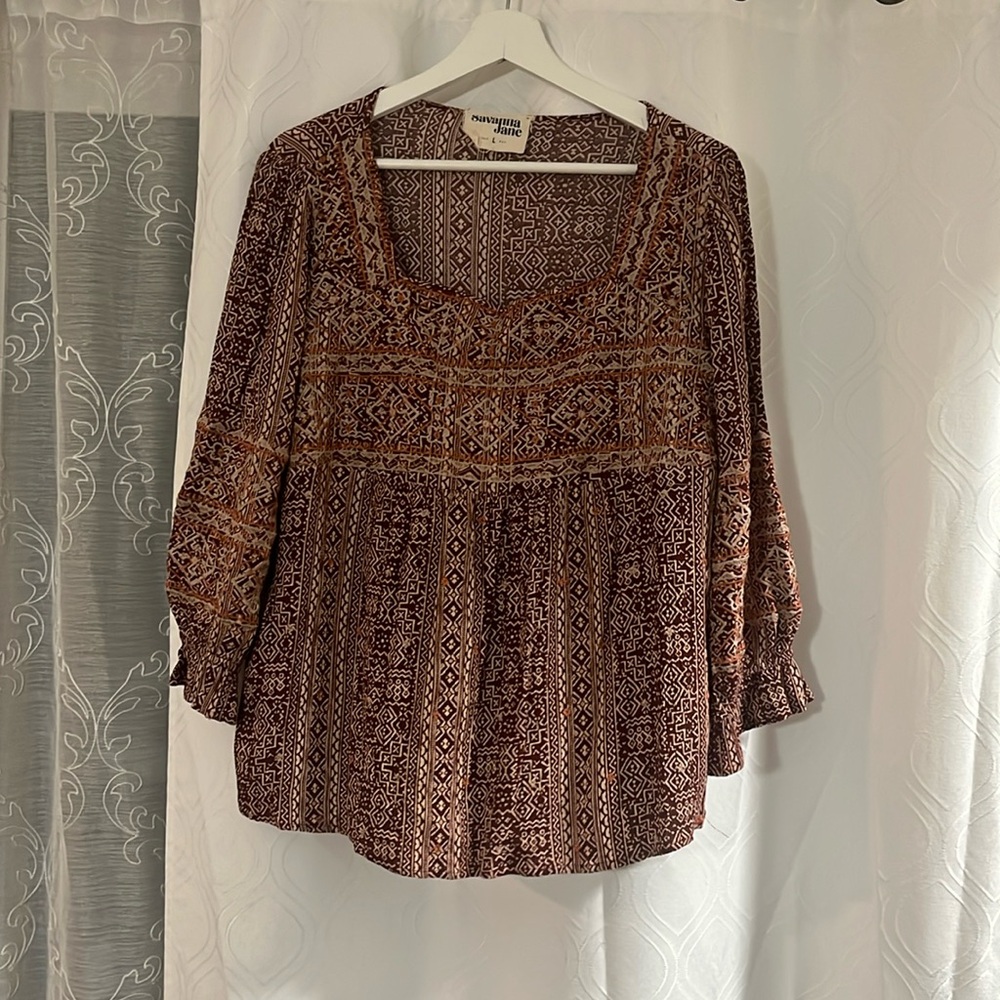 Savanna Jane Multicolor Patterned Blouse